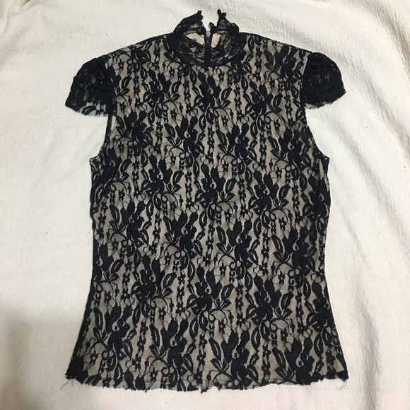 Laundry By Shelli Segal Nude/black Lace top - Picture 1 of 6